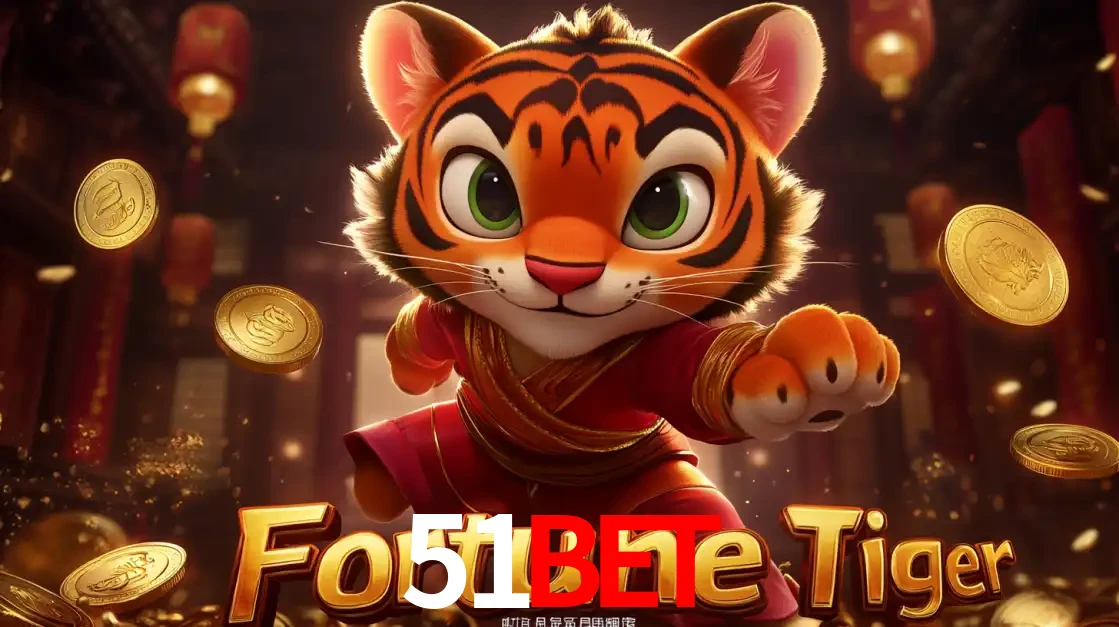 O carismático mascote do jogo de slot Fortune Tiger, um tigre fofo em pose de artes marciais, pronto para trazer sorte e multiplicadores de ganhos no cassino online 51BET.